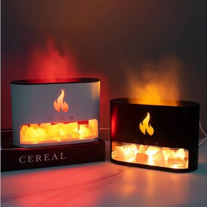 Aroma Diffuser With LED Light and Fireplace Flame Effect