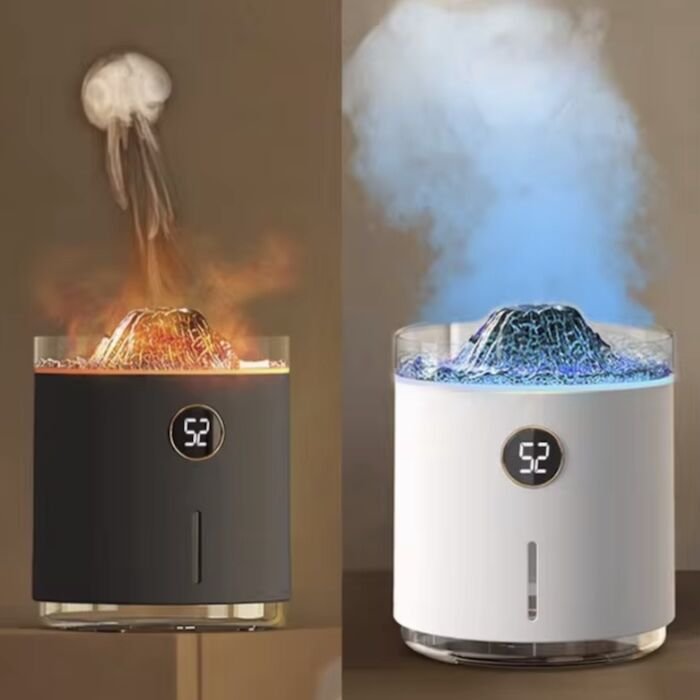 Volcano Aromatherapy Diffuser With Flame Smoke Ring Air Humidifier USB Ultrasonic Fragrance Mist Maker 350ml